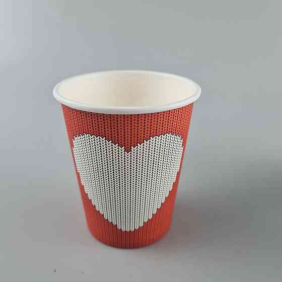 Бумажные стаканы цветные 175мл  "СЕРДЦЕ НА КРАСНОМ"  Маэстро (50 шт) Харьков