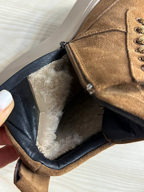 Ботинки женские Hengji 280-5 зимние на меху на бежевой подошве замшевые коричневые, 38, 24 см Киев - изображение 19