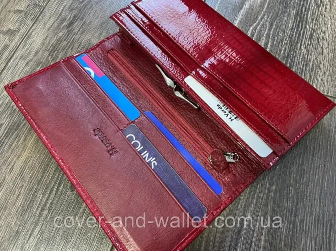 Бордовый лаковый женский кошелёк на магнитах из натуральной кожи ST Leather Киев - изображение 6