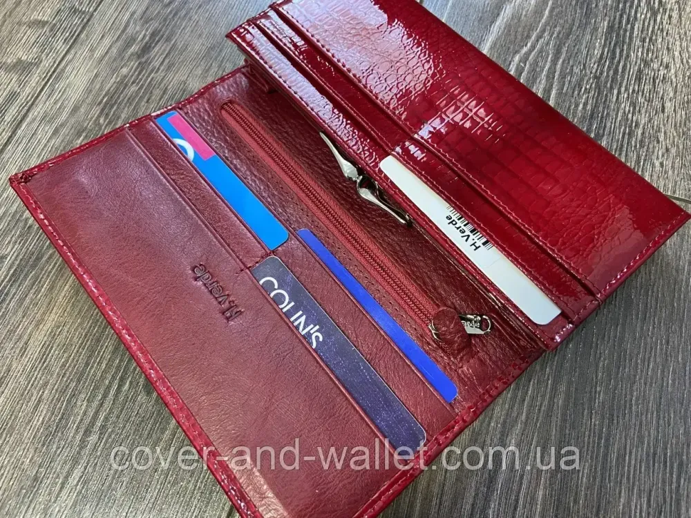 Бордовий лаковий жіночий гаманець на магнітах із натуральної шкіри ST Leather Київ - фото 6
