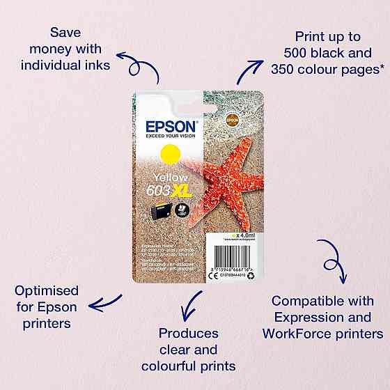 Картридж Epson T03A440 жёлтый Ink Starfish XL 400 страниц оригинальные чернила Epson цветной для WF/XP Киев