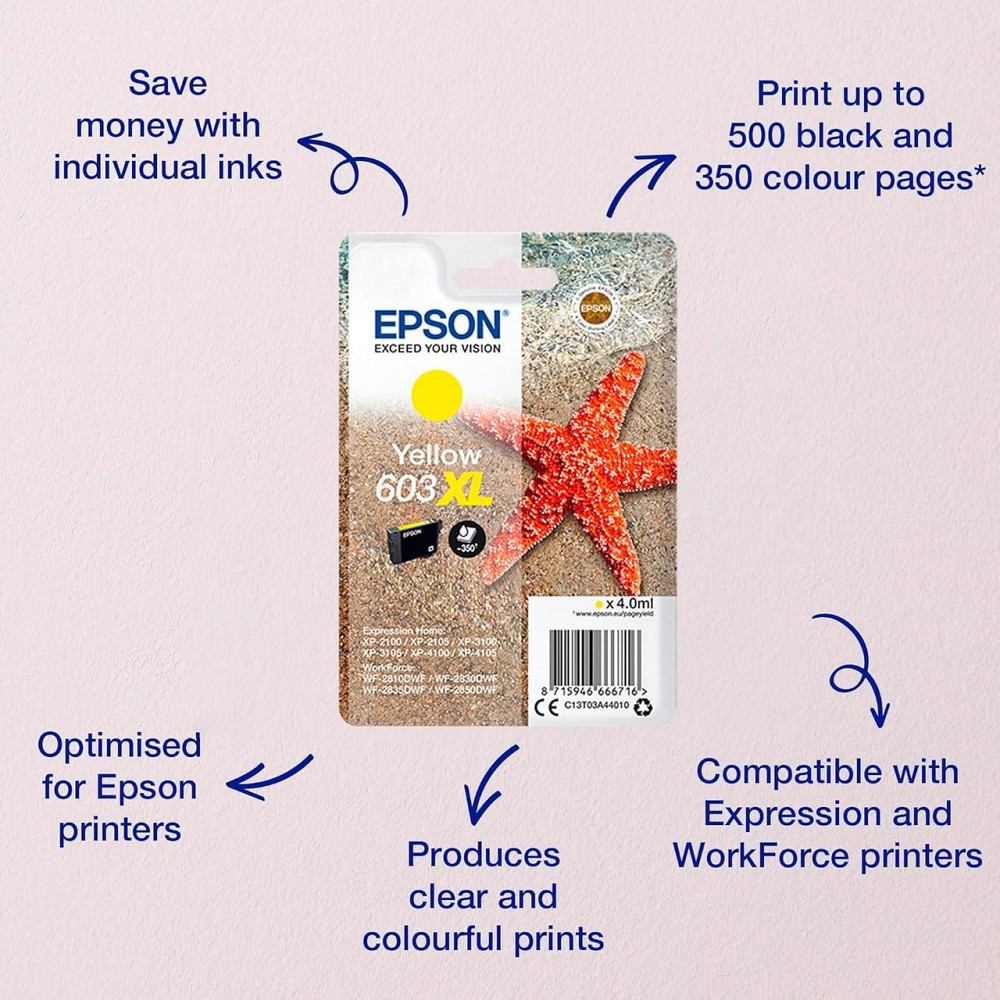 Картридж Epson T03A440 жёлтый Ink Starfish XL 400 страниц оригинальные чернила Epson цветной для WF/XP Киев - изображение 5