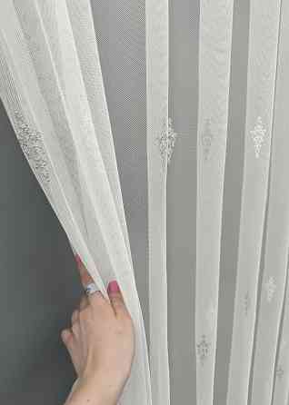 Тюль "Грек-сітка" з вишивкою колір молочний з сірим 1471т Київ