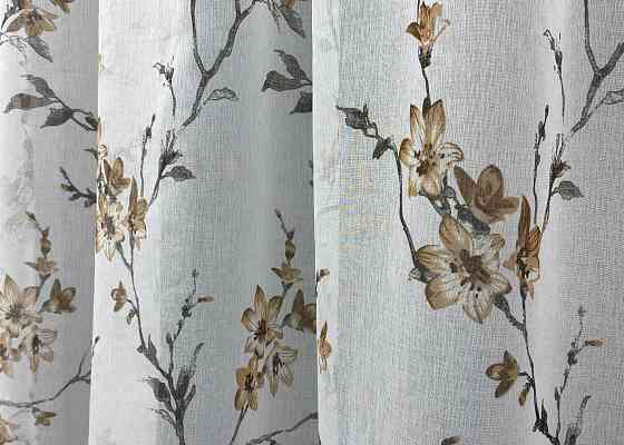 Тюль VR-Textil 1905т Flora Батист Білий з коричневим 300х270 см (40-246) Київ