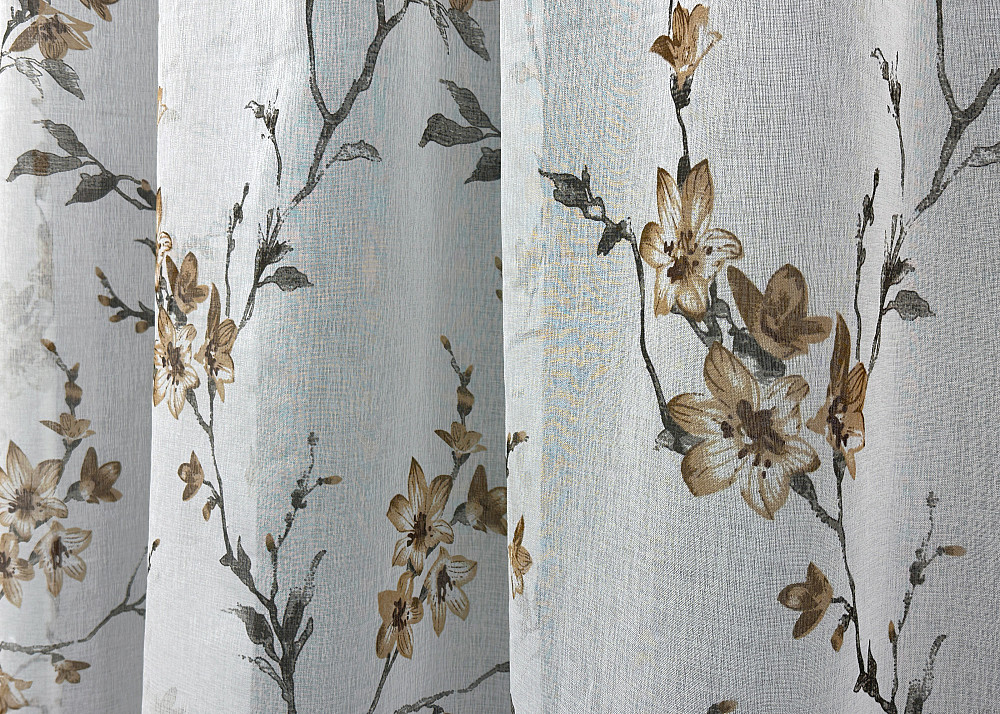 Тюль VR-Textil 1905т Flora Батист Білий з коричневим 300х270 см (40-246) Київ - фото 5