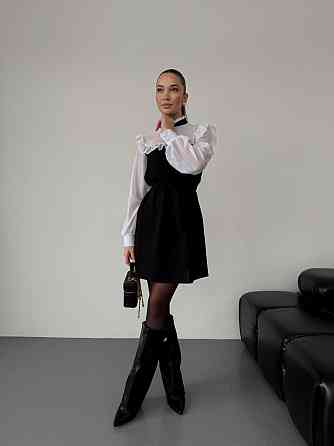 Женское сдержанное базовое платье с рюшами креп дайвинг + шифон 46/48 Одесса