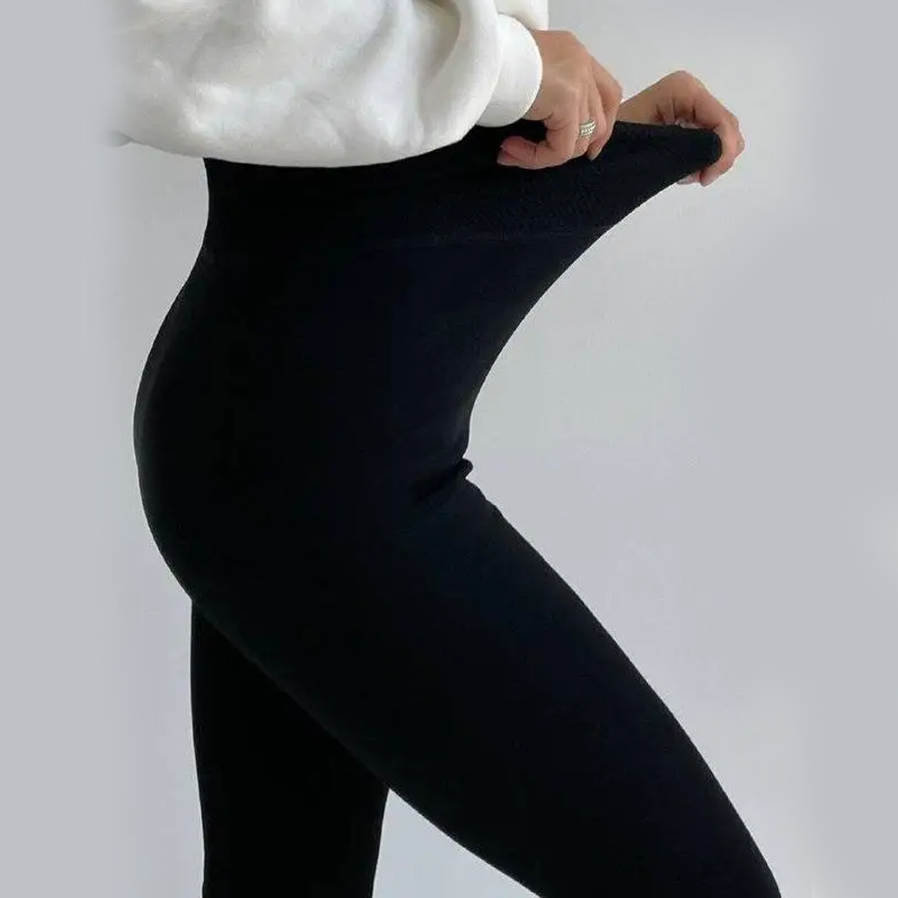 Безшовні теплі лосини з хутром, 48-56 розмір, Чорні / Жіночі утеплені зимові лосини Київ - фото 2