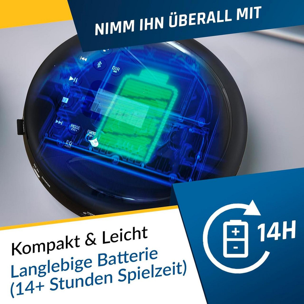 CD проигрыватель Walkman KLIM Discover с прочным аккумулятором + FM-радио + совместимый MP3 CD-проигрыватель + SD-карта Днепр - изображение 2