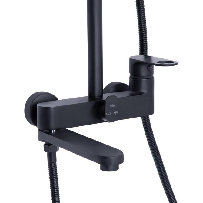 Душевая система для душа Qtap Jay на три потребителя (с изливом) QTJAY111BLM45549 Black Matt, латунь Харьков - изображение 3