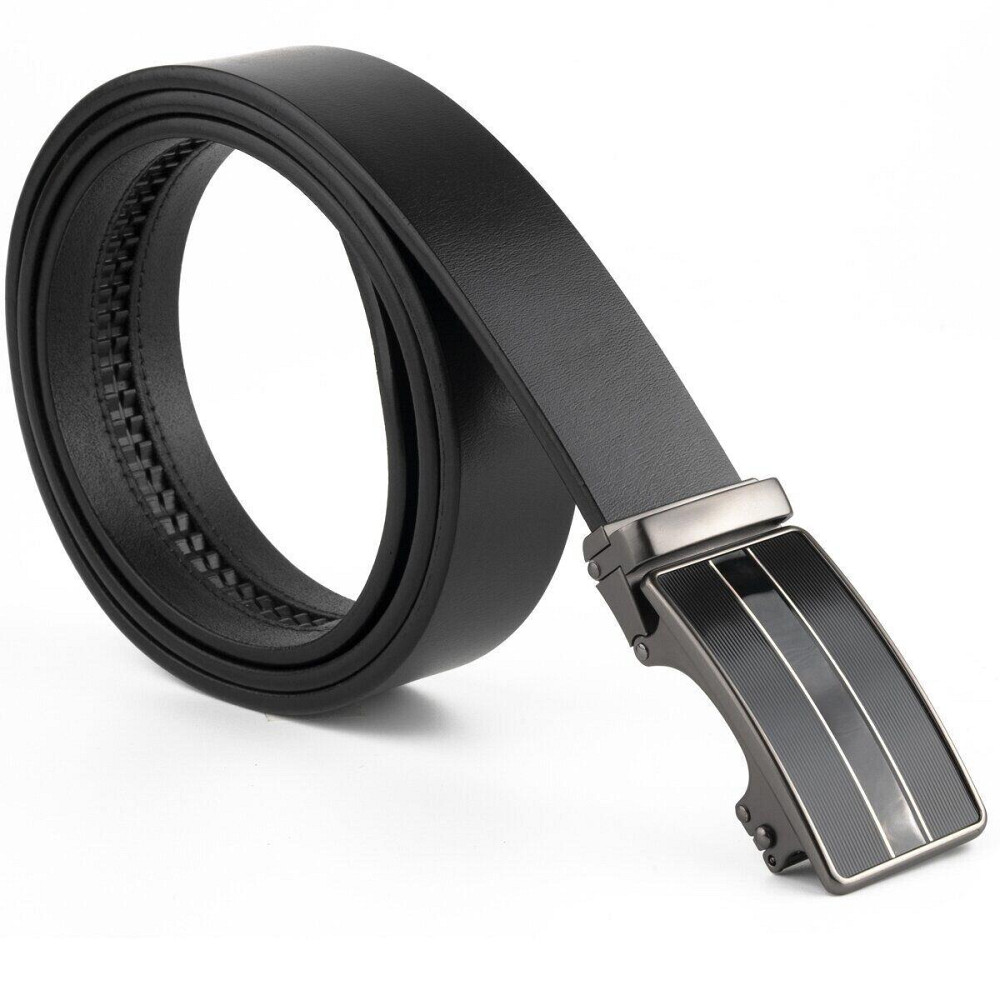 Ремінь чоловічий з автоматичною пряжкою і смужками Vintage 20330 Чорний Київ - фото 5