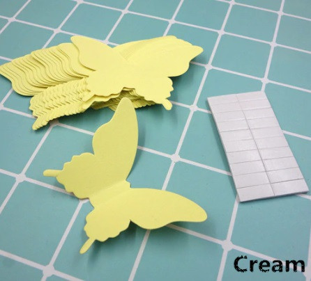 Декор для стін метелики кремові - у наборі 20 штук розміром 8*5см, картон, є 2-х сторонній скотч Київ - фото 1