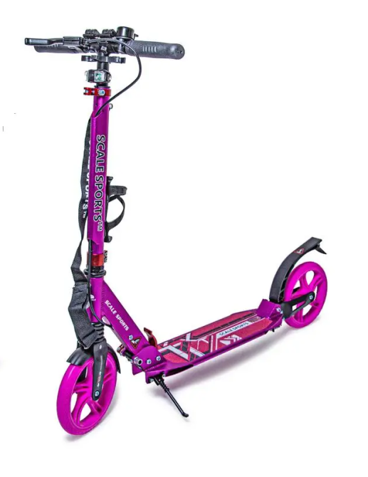 Двухколесный самокат Scale Sports SS-10 с ручным тормозом. 2 амортизатора. Розовый Одесса - изображение 1