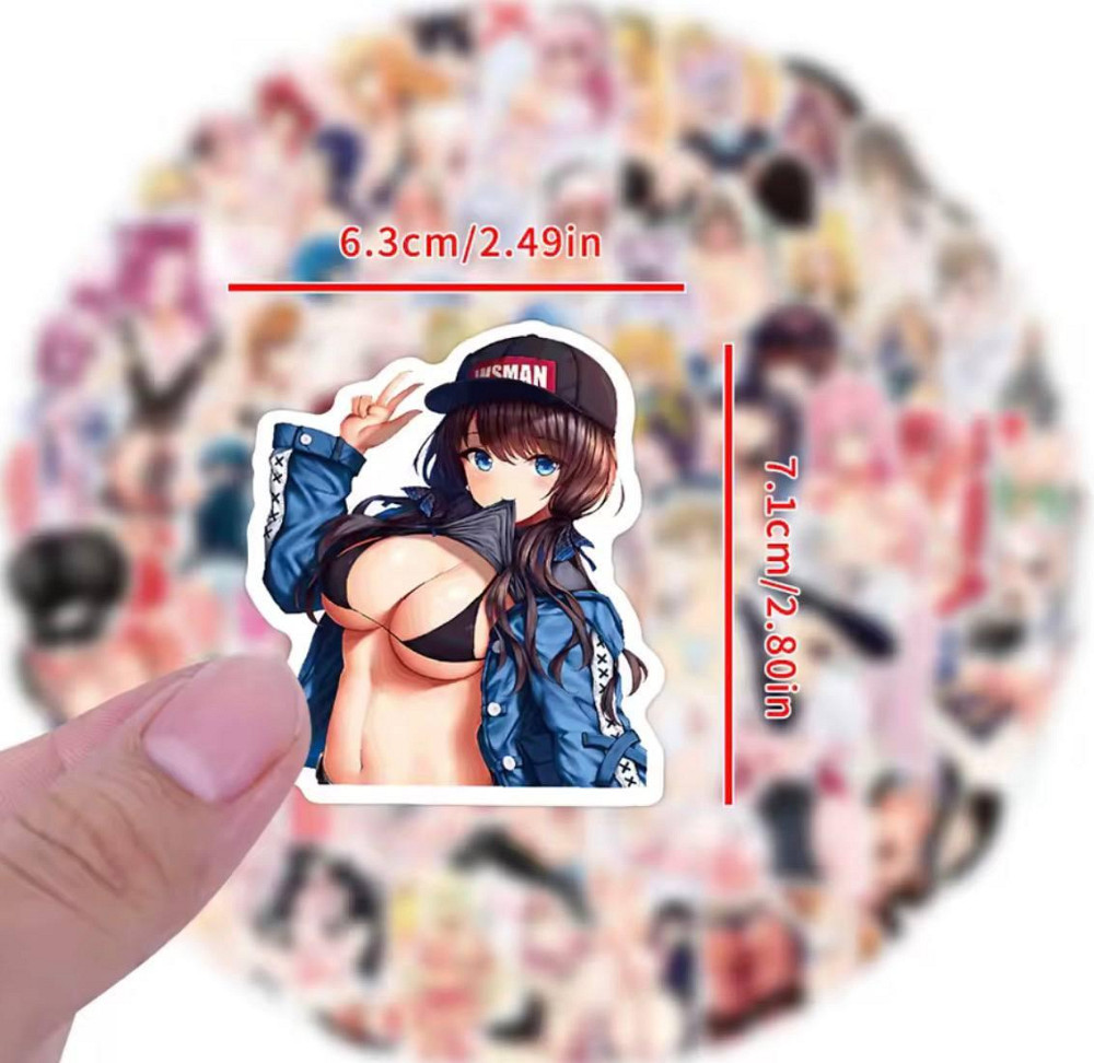 Наклейки Стікери Аніме. Водонепроникні естетичні Аніме наклейки 18+ (Аніме Хентай) Набір 50 штук. Київ - фото 3
