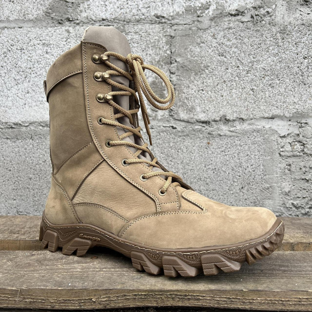 Тактичні демісезонні чоловічі бежеві берці ТАЙФУН , Якісні шкіряні берці весна осінь для ЗСУ Львів - фото 4
