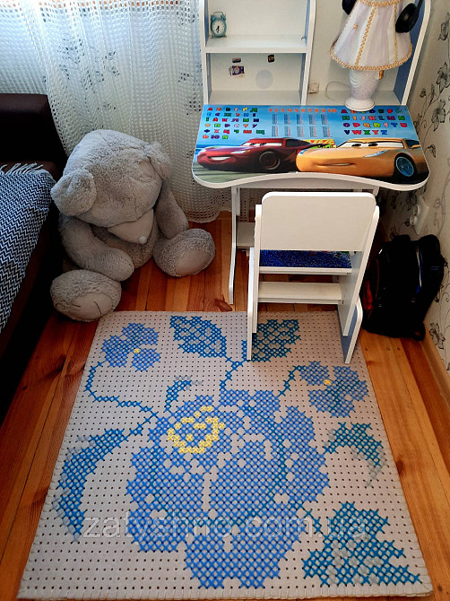 Ковер  вышитый роза голубая  96*90 см Киев - изображение 1