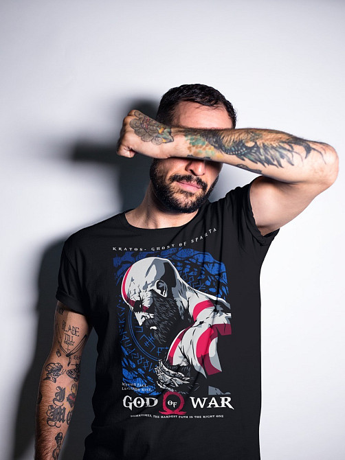 Футболка для мальчика аниме Год Вар Кратос Гхост оверсайз (рост от 165 до 180 ) Черний AnimeJ0076m Днепр - изображение 2