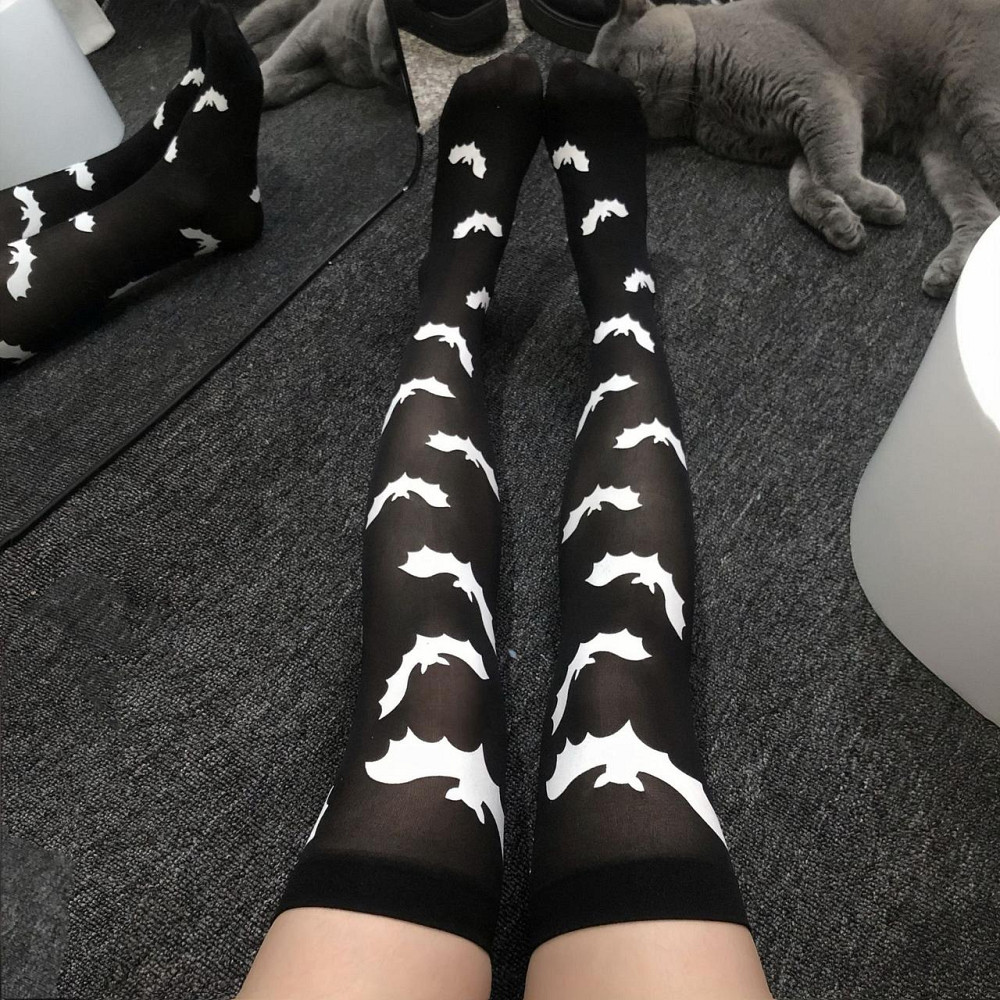 Панчохи для Хелловін Кажани one size чорно-білий Київ - фото 4