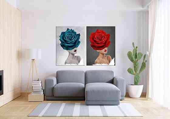 Модульная картина в гостиную / спальню   Дівчина троянда  TLV-2_060 Київ