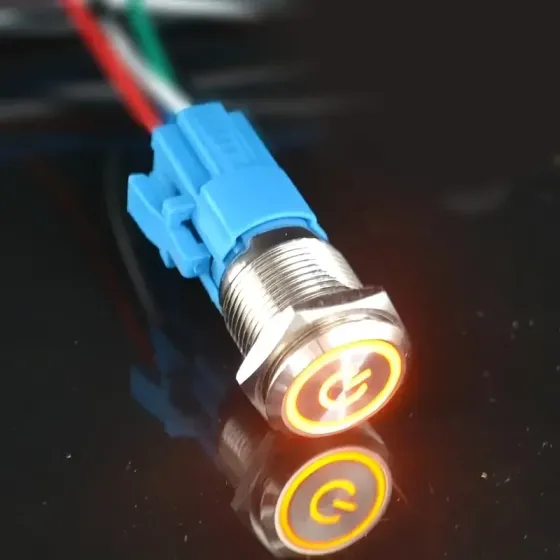 Синя кнопка 16мм з підсвіткою для металевих вимикачів Київ