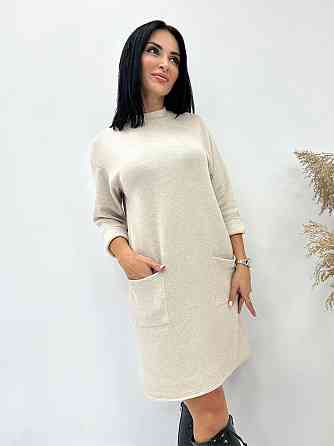 Тепла сукня з двосторонньої ангори "Debra" оптом | Норма Бежевий, 46-48 Київ