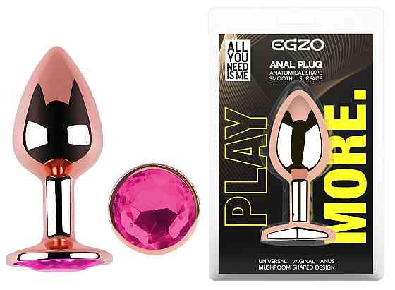 Анальная пробка с кристаллом EGZO - Rose Gold Round Plug Rose size M Sex Aura Киев