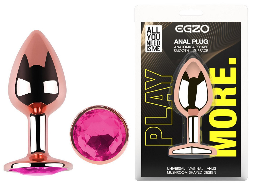 Анальна пробка з кристалом EGZO - Rose Gold Round Plug Rose size M Sex Aura Київ - фото 1
