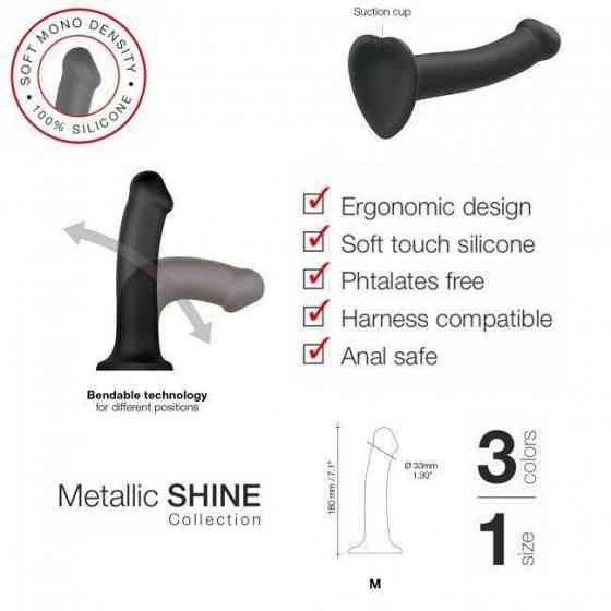 Насадка для страпона Strap-On-Me Mono Density Dildo Blue M, диам. 3,3см, однослойный силикон, гибкий Sex Aura Киев