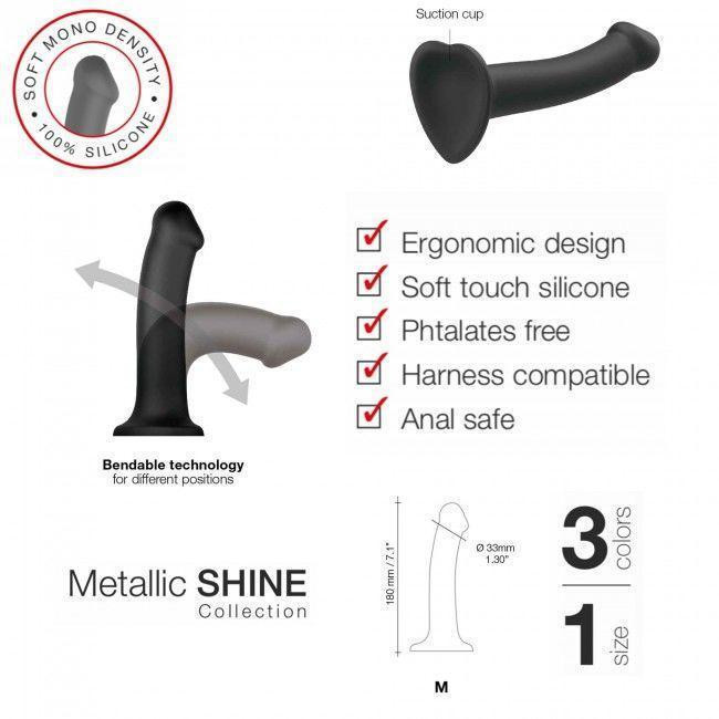 Насадка для страпона Strap-On-Me Mono Density Dildo Blue M, диам. 3,3см, однослойный силикон, гибкий Sex Aura Киев - изображение 6