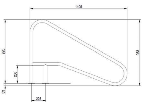 Поручень Flexinox 87188154 для римських сходів FX-02 Nero (1405 мм, фланець, AISI-316L) Киев
