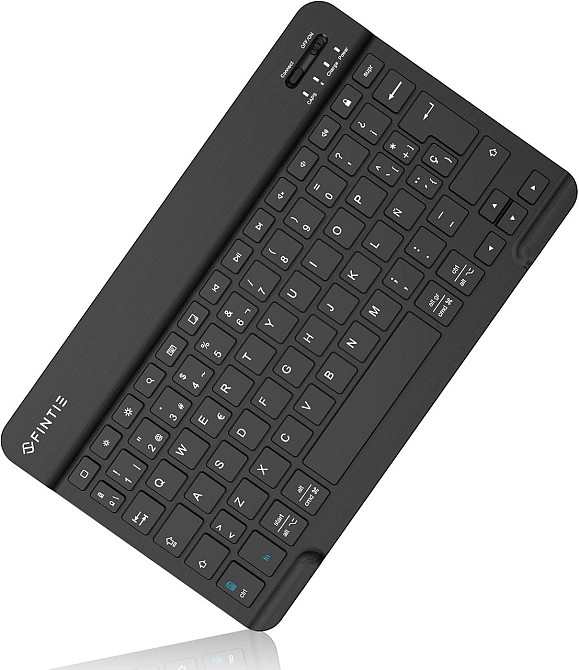 Бездротова Bluetooth клавіатура 10” для iOS та Android, планшета iPad, ультратонка, іспанська QWERTY розкладка, чорна Київ - фото 1