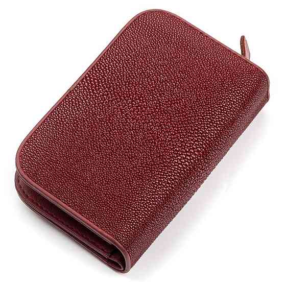 Кошелек женский STINGRAY LEATHER 18092 из натуральной кожи морского ската Бордовый Киев