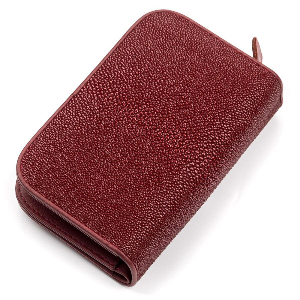 Кошелек женский STINGRAY LEATHER 18092 из натуральной кожи морского ската Бордовый Киев - изображение 2
