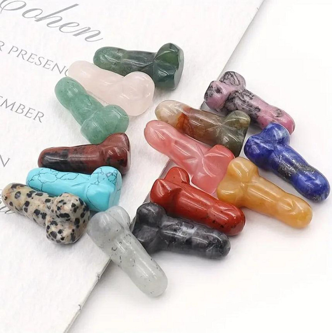 Фігурка фалоса з натурального каменю 3 см | Кам’яна міні-фігурка пеніса, декор для дому, подарунок к Київ - фото 5