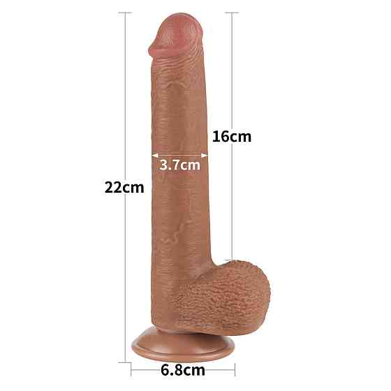 Реалістичний фалоімітатор 9 Sliding Skin Dual Layer Dong Brown Sex Aura Київ