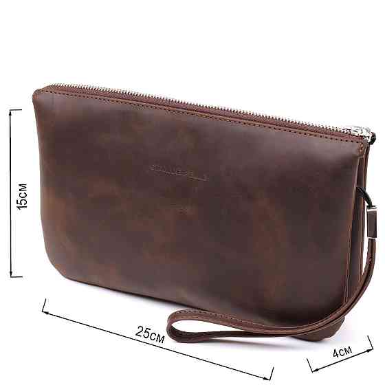 Барсетка чоловіча вінтажна GRANDE PELLE 11145 шкіряна Коричнева Київ