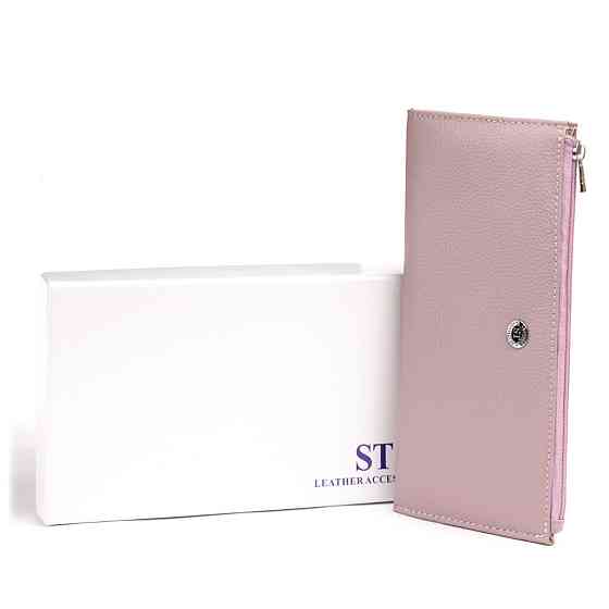Горизонтальный тонкий кошелек из кожи женский Лиловый (ST Leather) Киев
