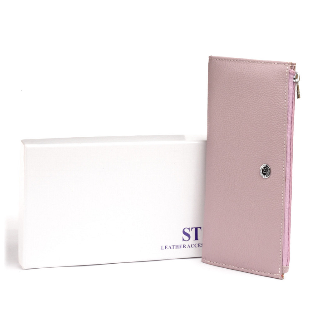 Горизонтальный тонкий кошелек из кожи женский Лиловый (ST Leather) Киев - изображение 2