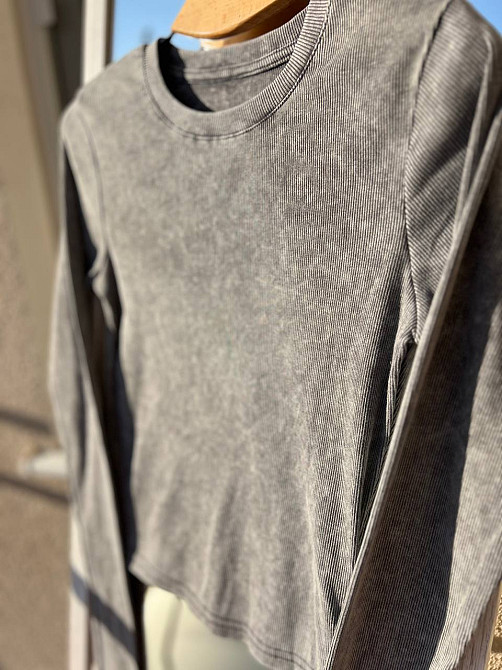 Реглан женский A-N 2747 в рубчик вареный лонгслив one size, серый, one size Киев - изображение 14