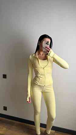 Женский термо костюм тройка: кофта топ и лосины трикотаж пума Лимонный, 44/46 Одесса