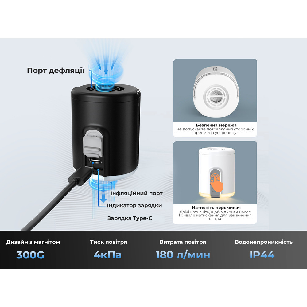 Насос-ліхтар кемпінговий Flextail Tiny Pump 2X, помаранчевий Київ - фото 9