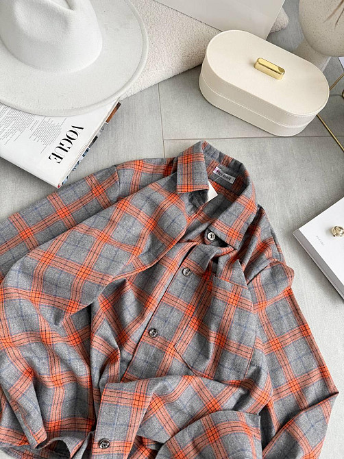 Женская повседневная оверсайз рубашка в клетку костюмный тиар Одесса - изображение 3