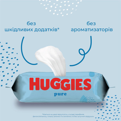 Дитячі вологі серветки Huggies Pure 56 шт (5029053550039) Вінниця - фото 7