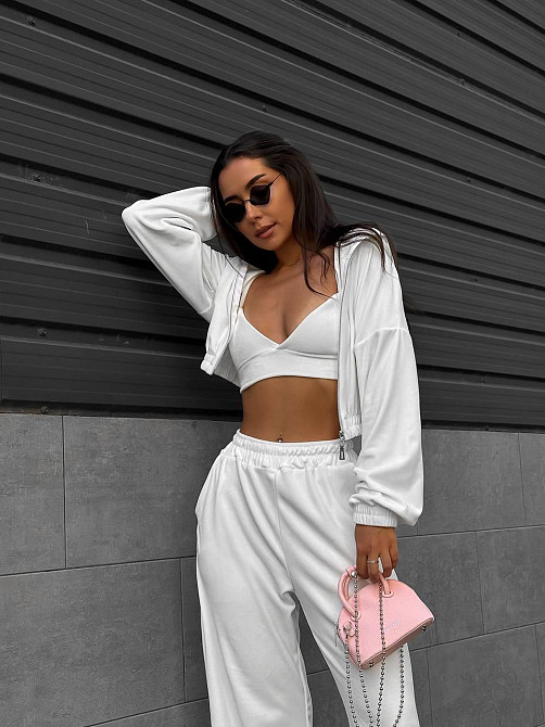 Жіночий костюм трійка: кофта топ і штани велюр Одеса - фото 2