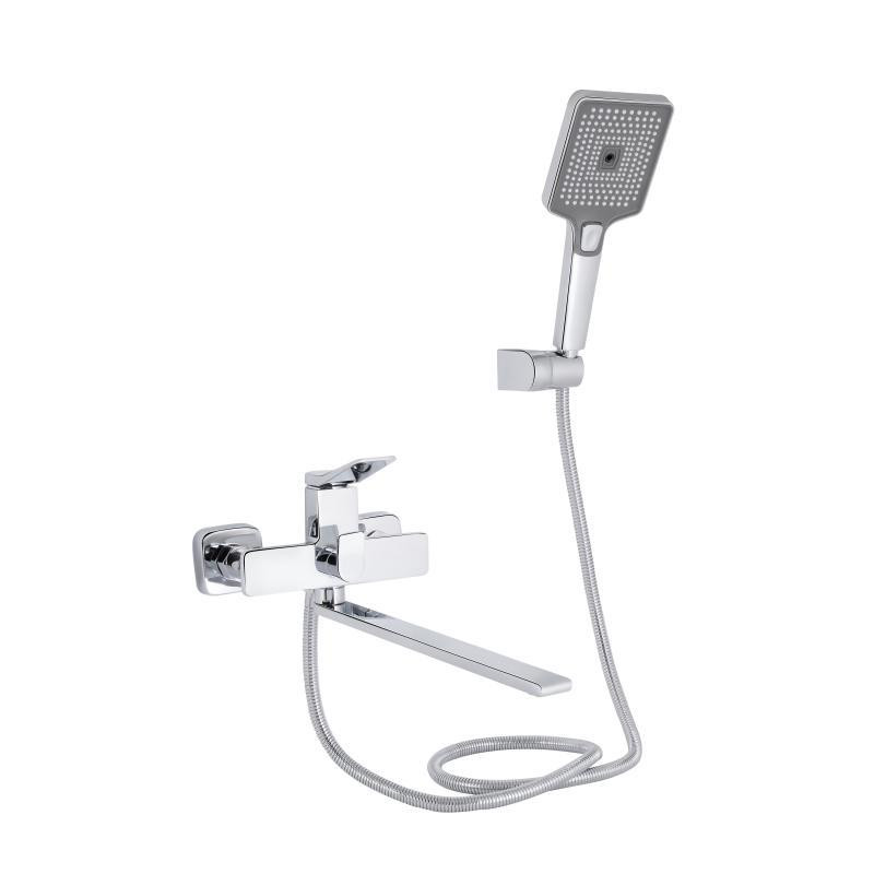 Змішувач для ванни з довгим поворотним виливом, з душовим гарнітуром Qtap Presto QTPRE2601CRM45573 Chrome Харків - фото 1