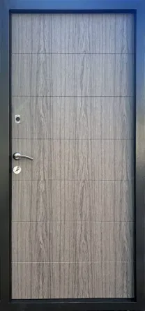 Дверь уличная Qdoors серия Металл/МДФ комплектация ВИП М Горизонталь. цвет Графит/дуб вулканичный Киев