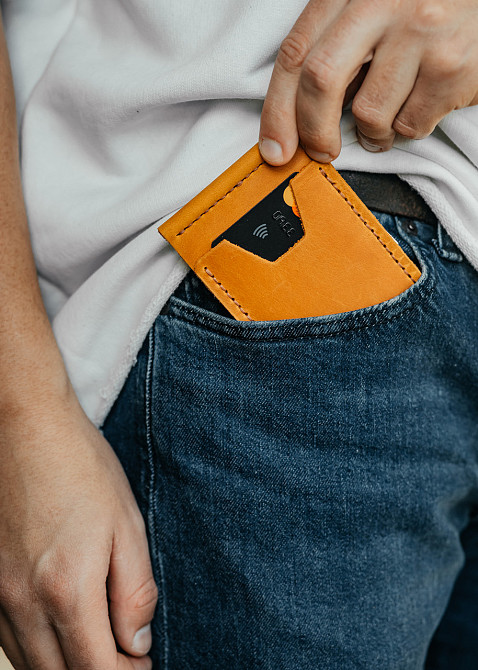 Чоловічий гаманець із натуральної шкіри, чорний місткий гаманець, чоловічий на кнопці гаманець із Crazy HorseMasterSem Київ - фото 5