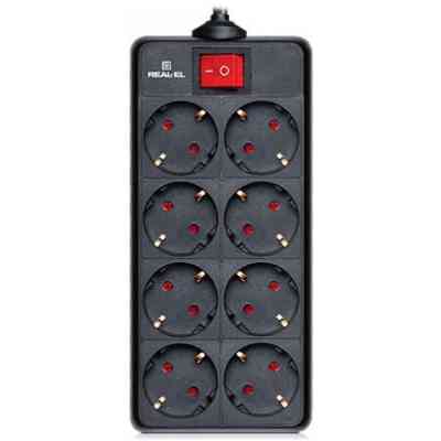 Сетевой фильтр питания REAL-EL REAL-EL RS-8 PROTECT, 3m, black (EL122300022) Винница