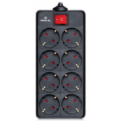 Сетевой фильтр питания REAL-EL REAL-EL RS-8 PROTECT, 3m, black (EL122300022) Винница - изображение 1