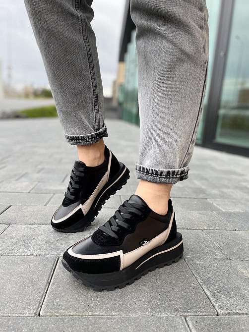 Olli Кросівки жіночі OLLI T-2-Атиа чорні+кофе (весна-осінь, шкіра натуральна) (4870) Коломыя - изображение 9