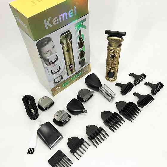 Бритва для бороди Kemei KM-2313, Бездротові машинки для стрижки, Професійний тример PS-308 з насадками Київ